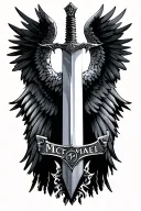 saint michael, sword embedded, Name Michael tattoo design idea