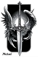 saint michael, sword embedded, Name Michael tattoo design idea