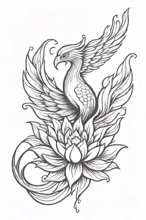 Phoenix emerging from a lotus tattoo design idea