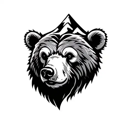 Bear head watzmann mountain nordic elements runes tattoo design idea