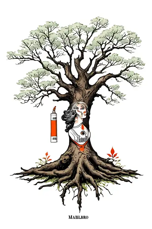 Marlboro cigarettes trees sister tattoo tattoo design idea