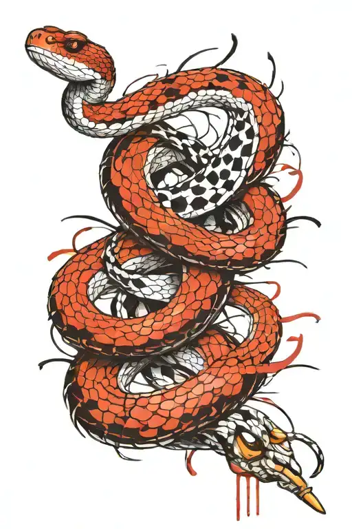 snake molting unzipping its skin tattoo design idea
