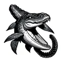 alligator gar fossil emblem tattoo design idea