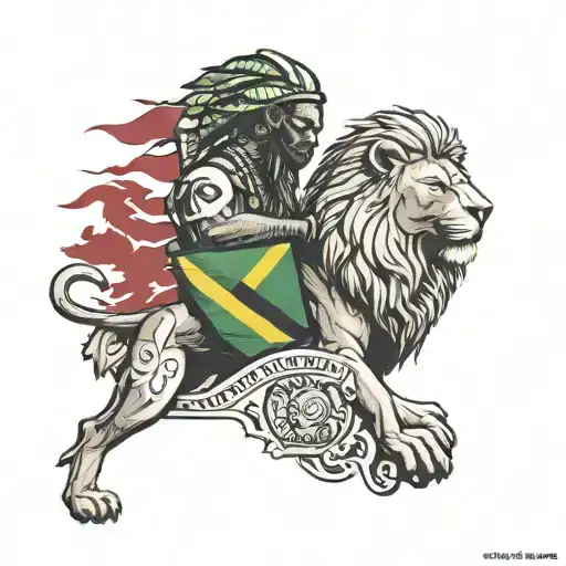 nigeria and ghana with lion wearing tattoo design idea