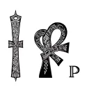 a ankh with the letters L L P going vertical down next to it but a little lower  tattoo design idea