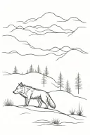 man walking away from mountain landscape. His shadow is a wolf  tattoo design idea