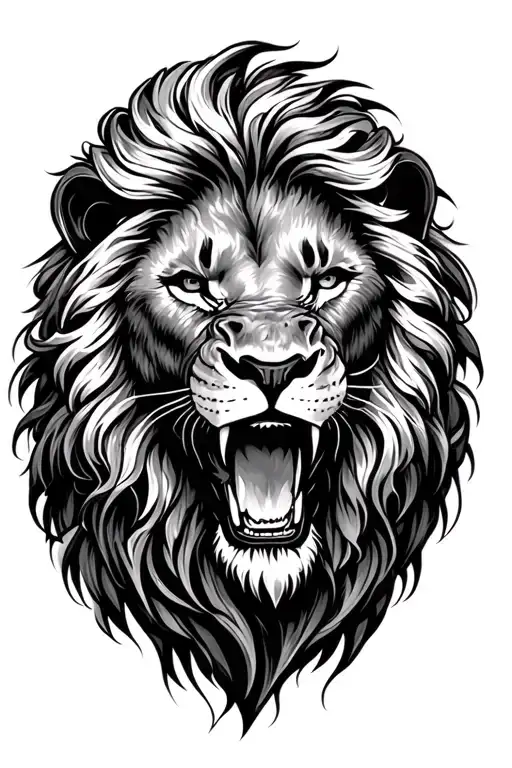 Roaring Lion, Lions mane made up of biblical verses tattoo design idea