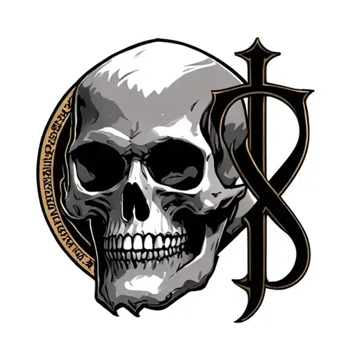 Alpha Omega Stoic Skull Christianity tattoo design idea