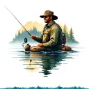 camping and fishing scene tattoo design idea