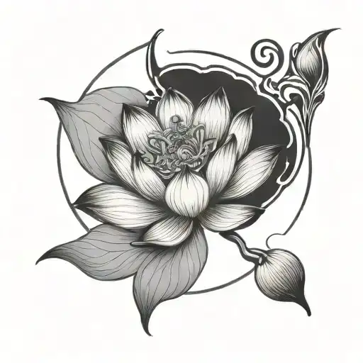 Lotus Flower with Capricorn Glyph*: A lotus flower blooming alongside the Capricorn glyph, representing your unique jour tattoo design idea