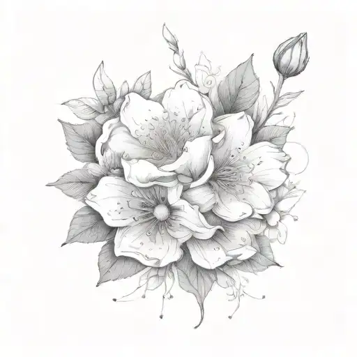July august november birth flower bouquet tattoo design idea