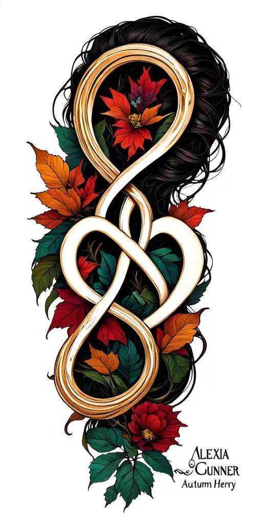 "Alexia Gunner Autum Henry" infinity symbol made entirely of intricate tattoo design idea