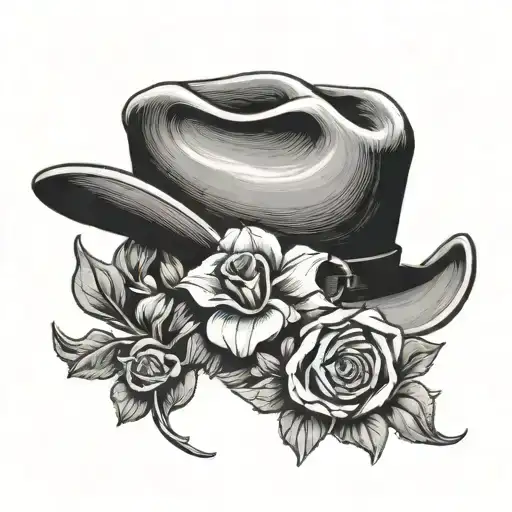 horseshoe and cowboy hat august birth flower tattoo design idea