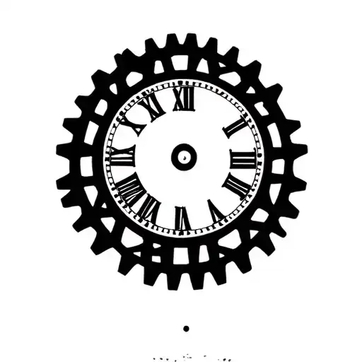 gear that looks like a clock with Roman numerals tattoo design idea