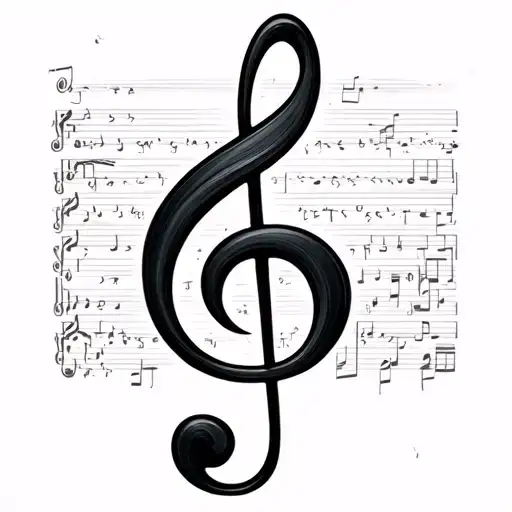 bass clef symbol with notes tattoo design idea