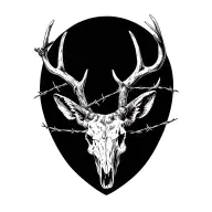 deer skull with barbed wire tattoo design idea