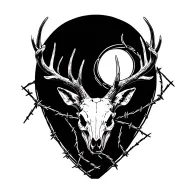deer skull with barbed wire tattoo design idea