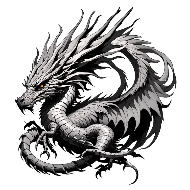DRAGON ,PHOENIX SCORPIO INTERTWINE tattoo design idea