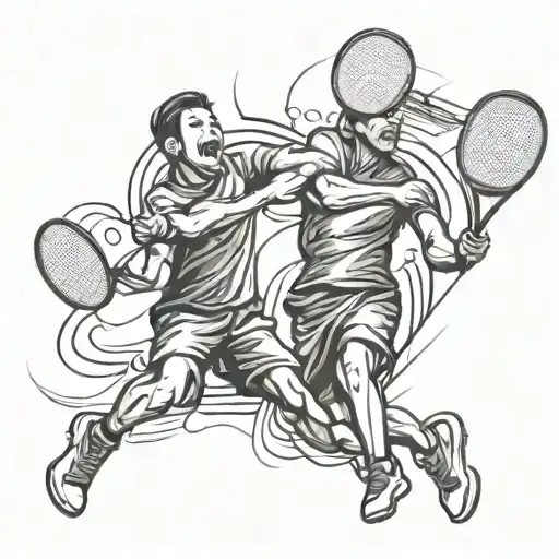 jump smash badminton tattoo design idea