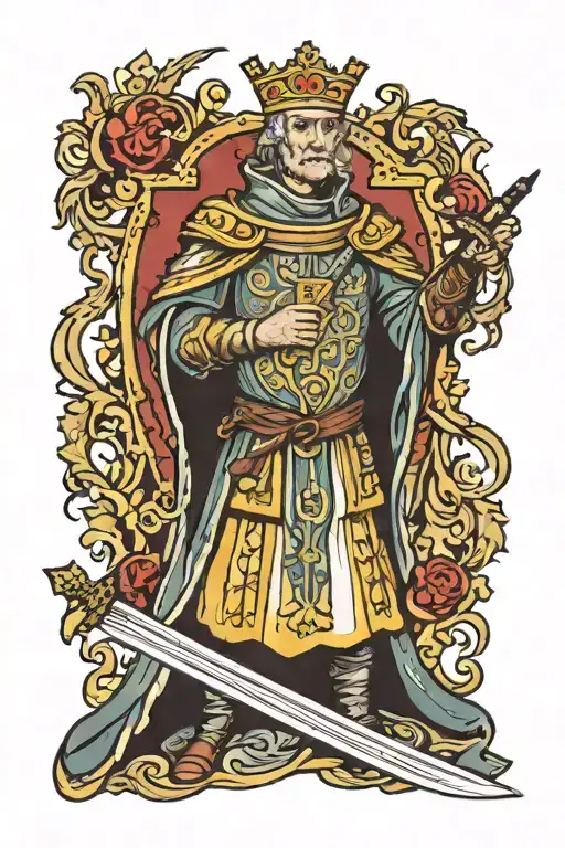 king baldwin iv holding sword tattoo design idea