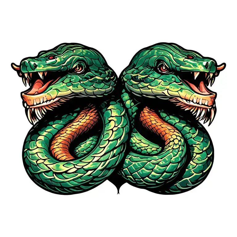 gemini twin snakes tattoo design idea