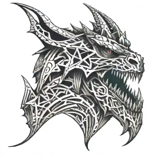 dragon skeleton tattoo design idea