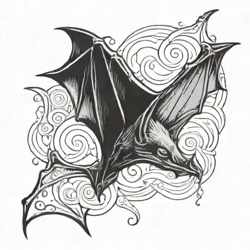 bat hanging upside tattoo design idea