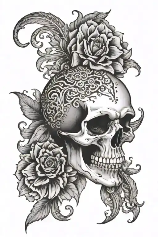skull, mandala design incorporating elements tattoo design idea