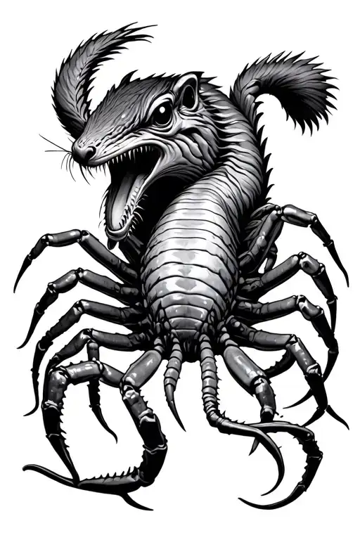 squirell attacked by a facehugger tattoo design idea