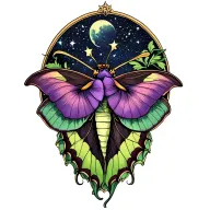 morning glory, celestial elements, Luna moth tattoo design idea