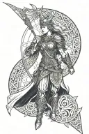norse valkyrie warrior woman tattoo design idea