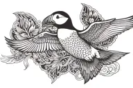 flying puffin tattoo design idea