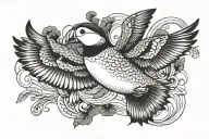 flying puffin tattoo design idea