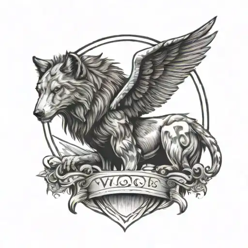wolf, vulture, and lion mix symbolizing widom, loyalty, ride or die mentality, ruthlessness, ambition of flying high  tattoo design idea