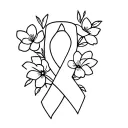 breast cancer ribbon sister, flowers tattoo design idea
