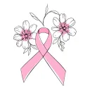 breast cancer ribbon sister, flowers tattoo design idea
