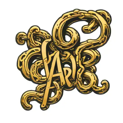 A neotraditional design of a stack of gold chains morphing into a graffiti-style lettering spelling out 'Paris', with subtle hints of drug-related imagery intertwined tattoo design idea
