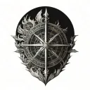 True North compass tattoo design idea