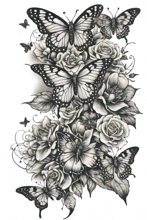 Flowers, Hebrews 11:1, 1964, 777, the world is yours, stars, butterflies, and hearts tattoo design idea
