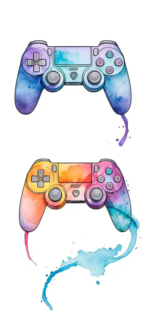 all gaming controllers intertwined tattoo design idea