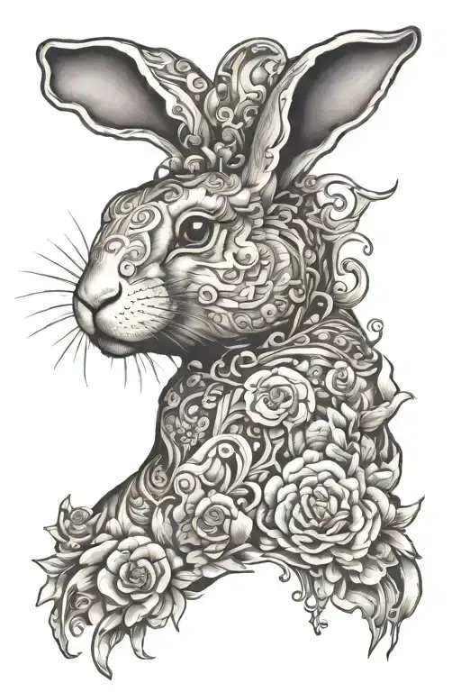 belier rabbit breed tattoo design idea