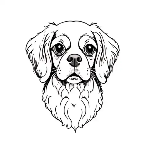 Head of cavalier King Charles spaniel crazy eyes jumps tattoo design idea