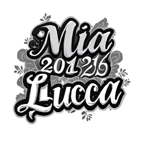 Mia 2016 and Luca 2012 as a tattoo only the lettering tattoo design idea