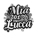 Mia 2016 and Luca 2012 as a tattoo only the lettering tattoo design idea