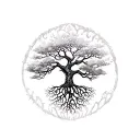 Tree of Life roots in shape of African continent tattoo design idea