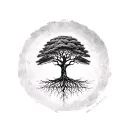 Tree of Life roots in shape of African continent tattoo design idea