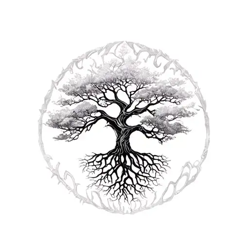 Tree of Life roots in shape of African continent tattoo design idea