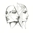 fine line geometric micro realism gypsy women binary negative space tattoo design idea