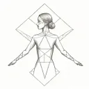 fine line geometric micro realism gypsy women binary negative space tattoo design idea