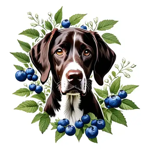 "blueberry bushes" German Shorthaired Pointer tattoo design idea